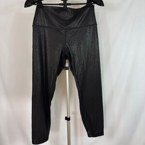 Lululemon Align High Rise Pant 25" Shine Radiate Foil Black Leggings Size 12